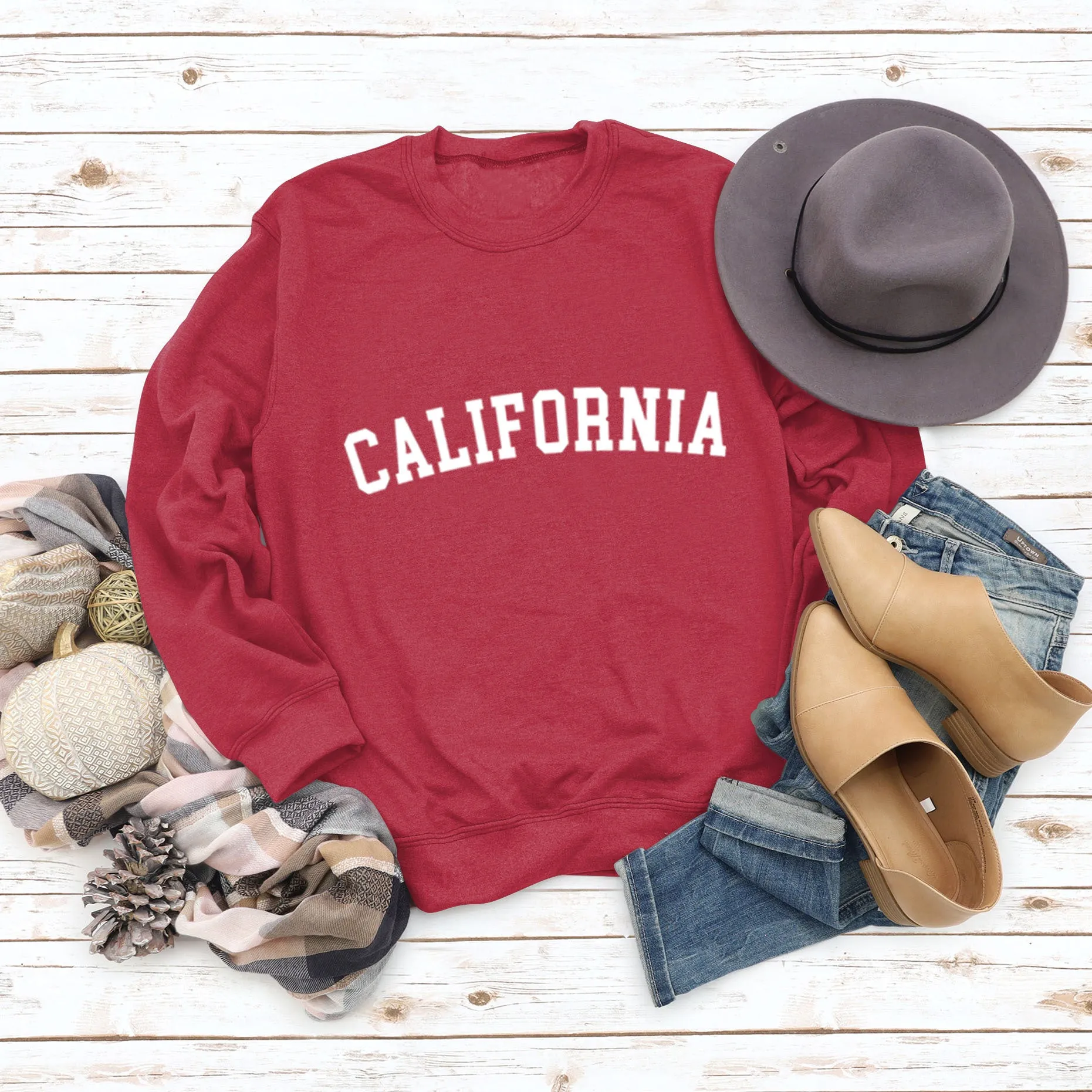 CALIFORNIA Letter Autumn and Winter Wide Size Long Sleeve Round Neck Casual Dress Girl