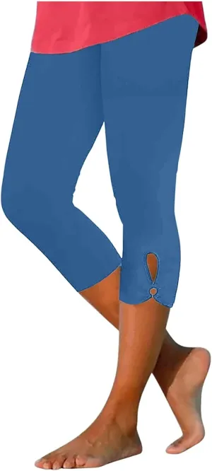 Capri Leggings for Women 2024 Summer Plus Size Capris Knee Length Casual Workout Yoga Capri Pants Beach Cropped Pants
