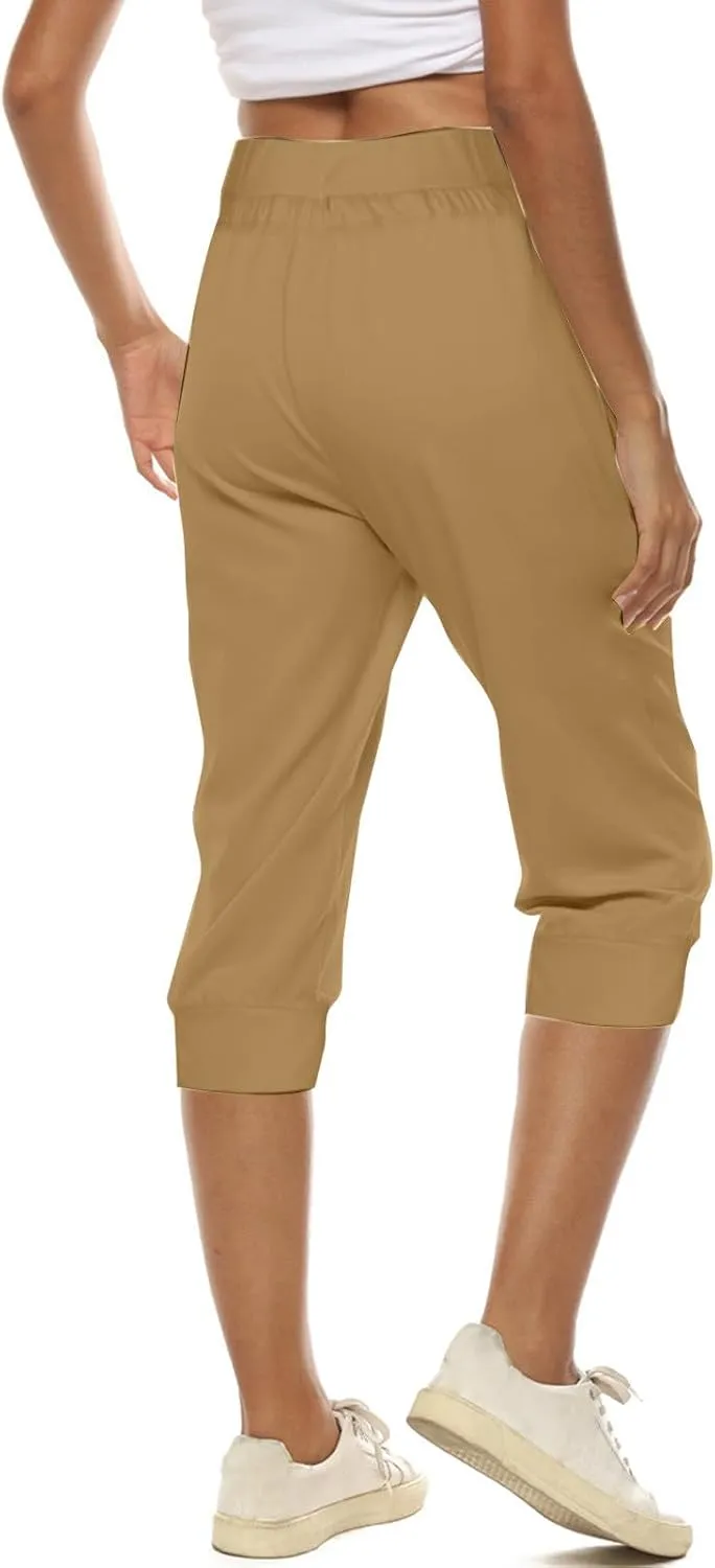 Capri Pants for Women Summer Casual High Waisted Drawstring Capris Dressy Lightweight Trendy Leggings with Pockets