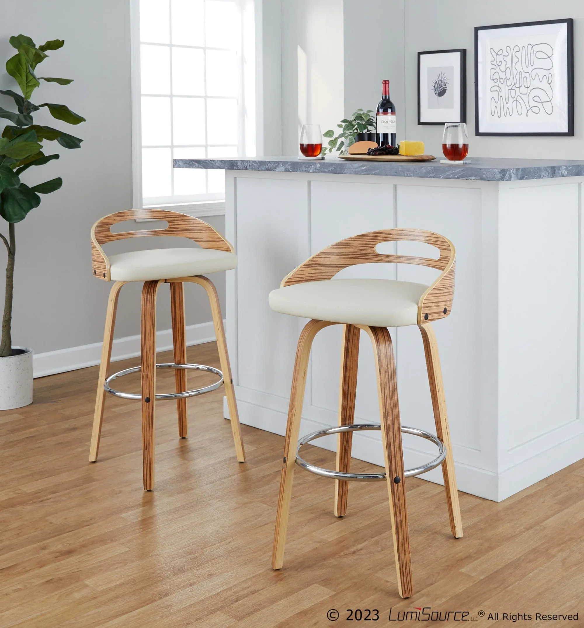 Cassis 30" Fixed-Height Barstool - Set of 2 By LumiSource - B30-CASSISPU-GRTZR2 WLCR2