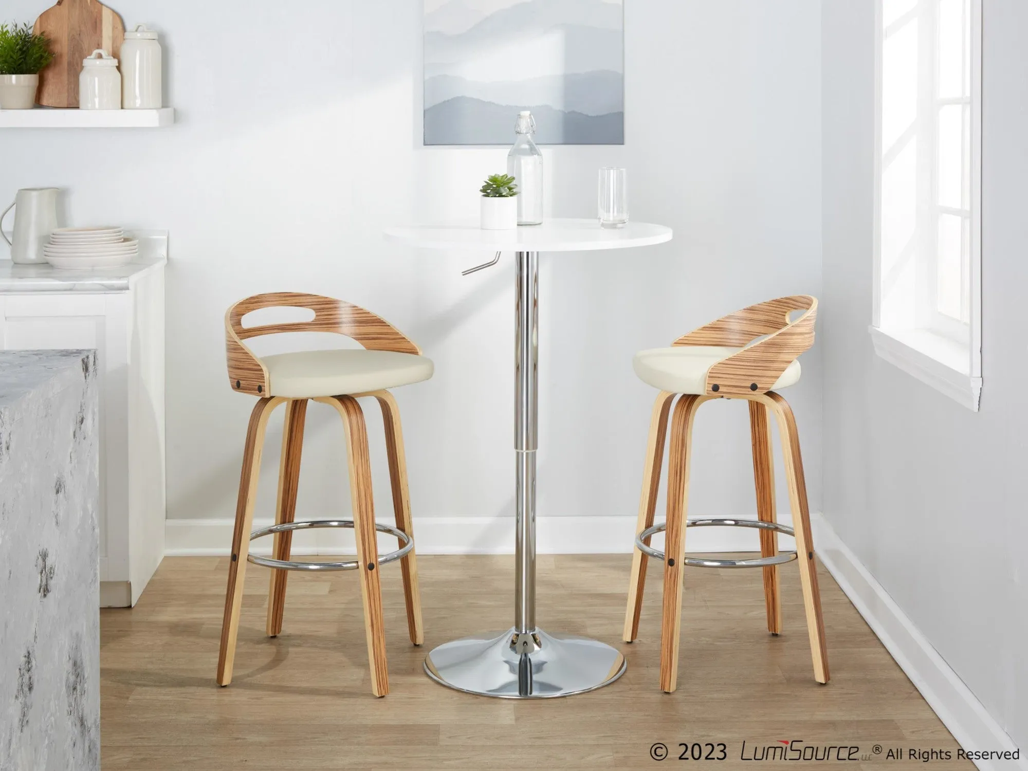 Cassis 30" Fixed-Height Barstool - Set of 2 By LumiSource - B30-CASSISPU-GRTZR2 WLCR2