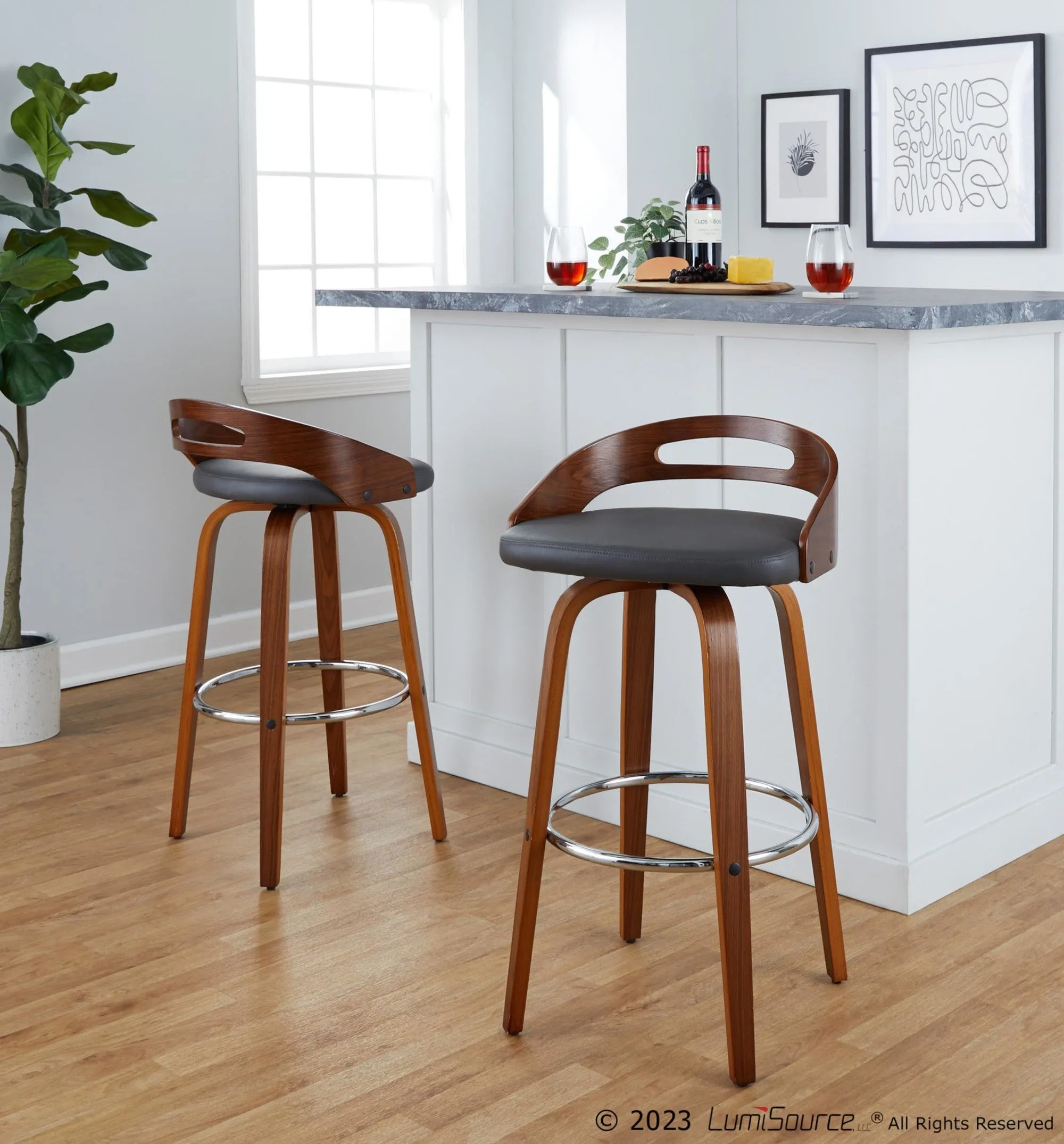 Cassis 30" Fixed-Height Barstool - Set of 2 By LumiSource - B30-CASSISPU-GRTZR2 WLCR2