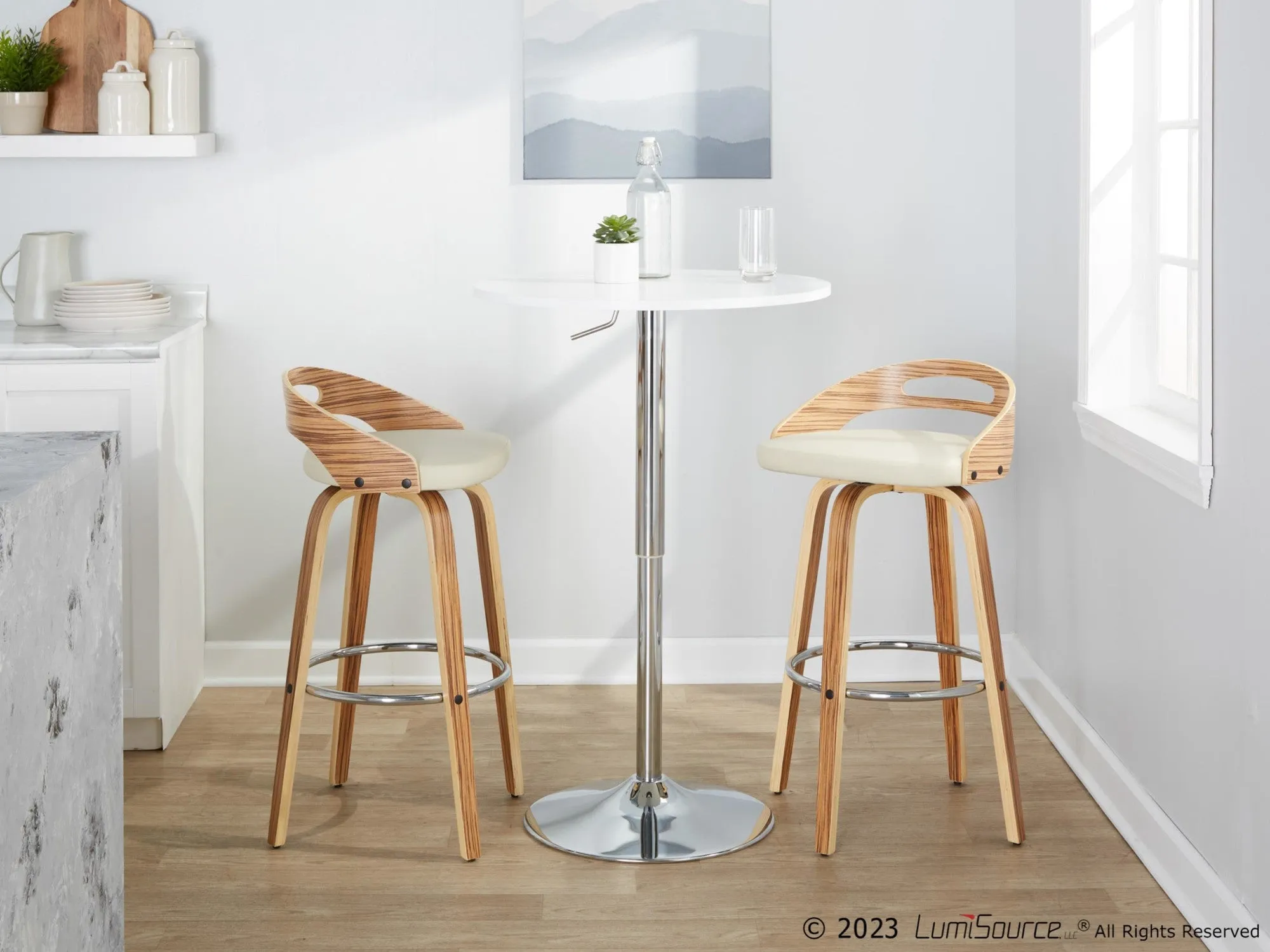 Cassis 30" Fixed-Height Barstool - Set of 2 By LumiSource - B30-CASSISPU-GRTZR2 WLCR2