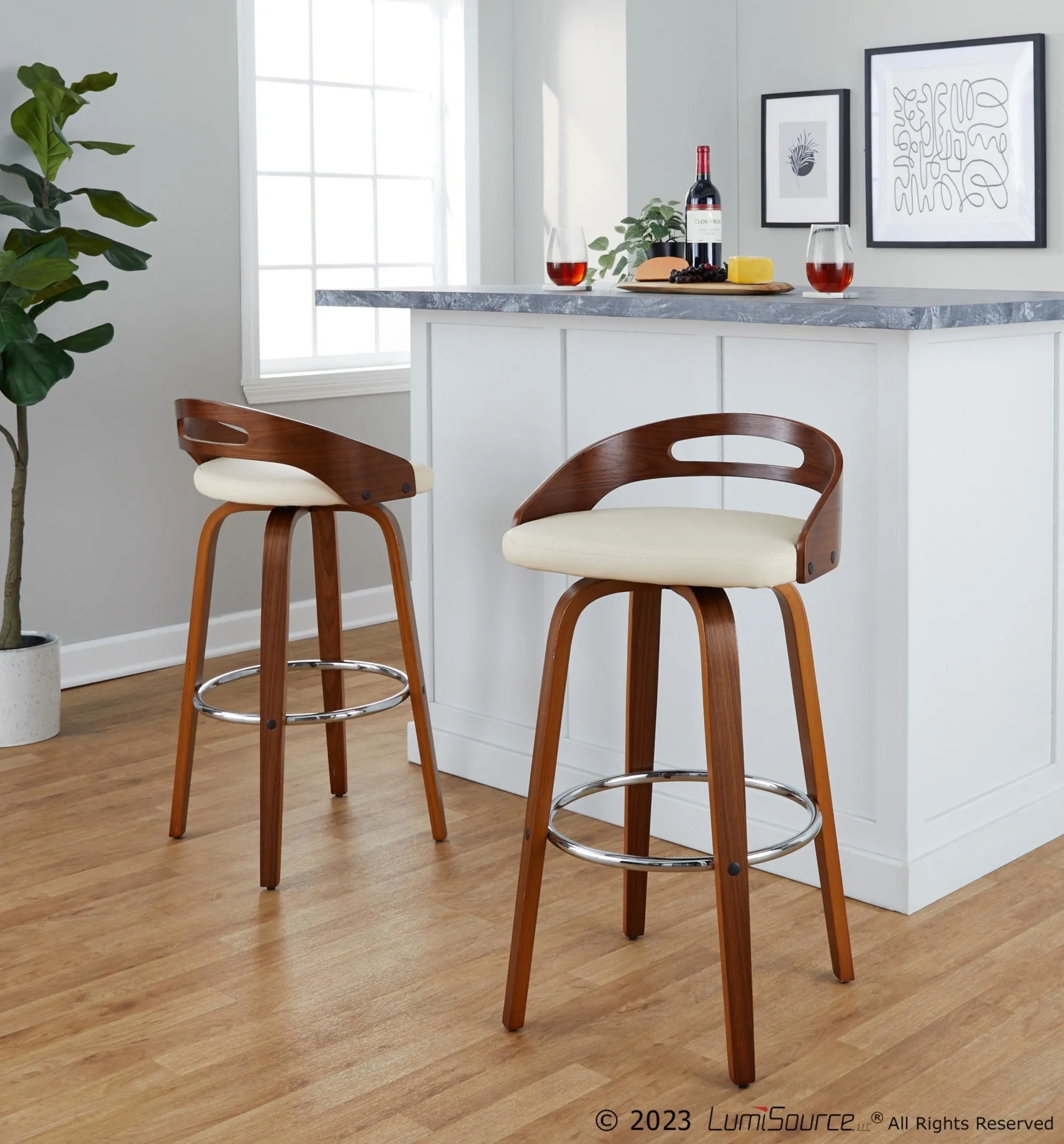 Cassis 30" Fixed-Height Barstool - Set of 2 By LumiSource - B30-CASSISPU-GRTZR2 WLCR2
