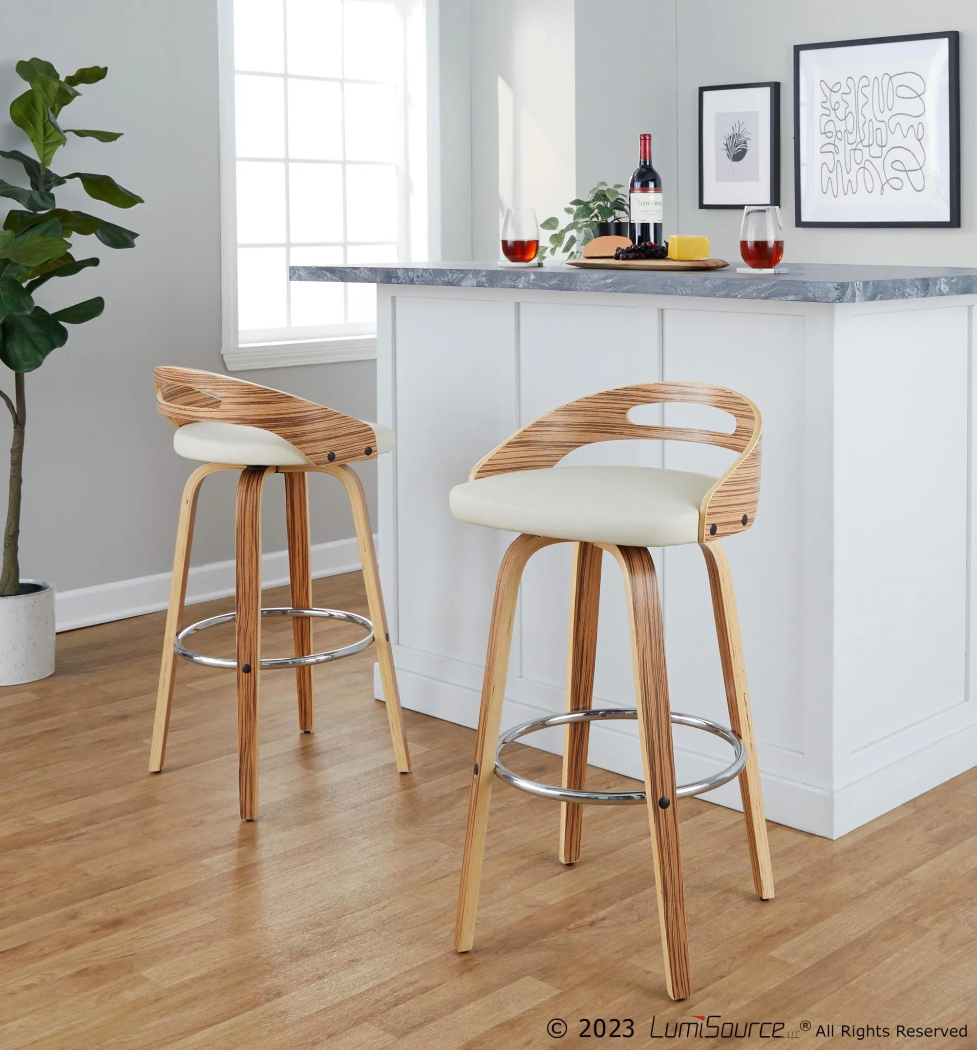 Cassis 30" Fixed-Height Barstool - Set of 2 By LumiSource - B30-CASSISPU-GRTZR2 WLCR2