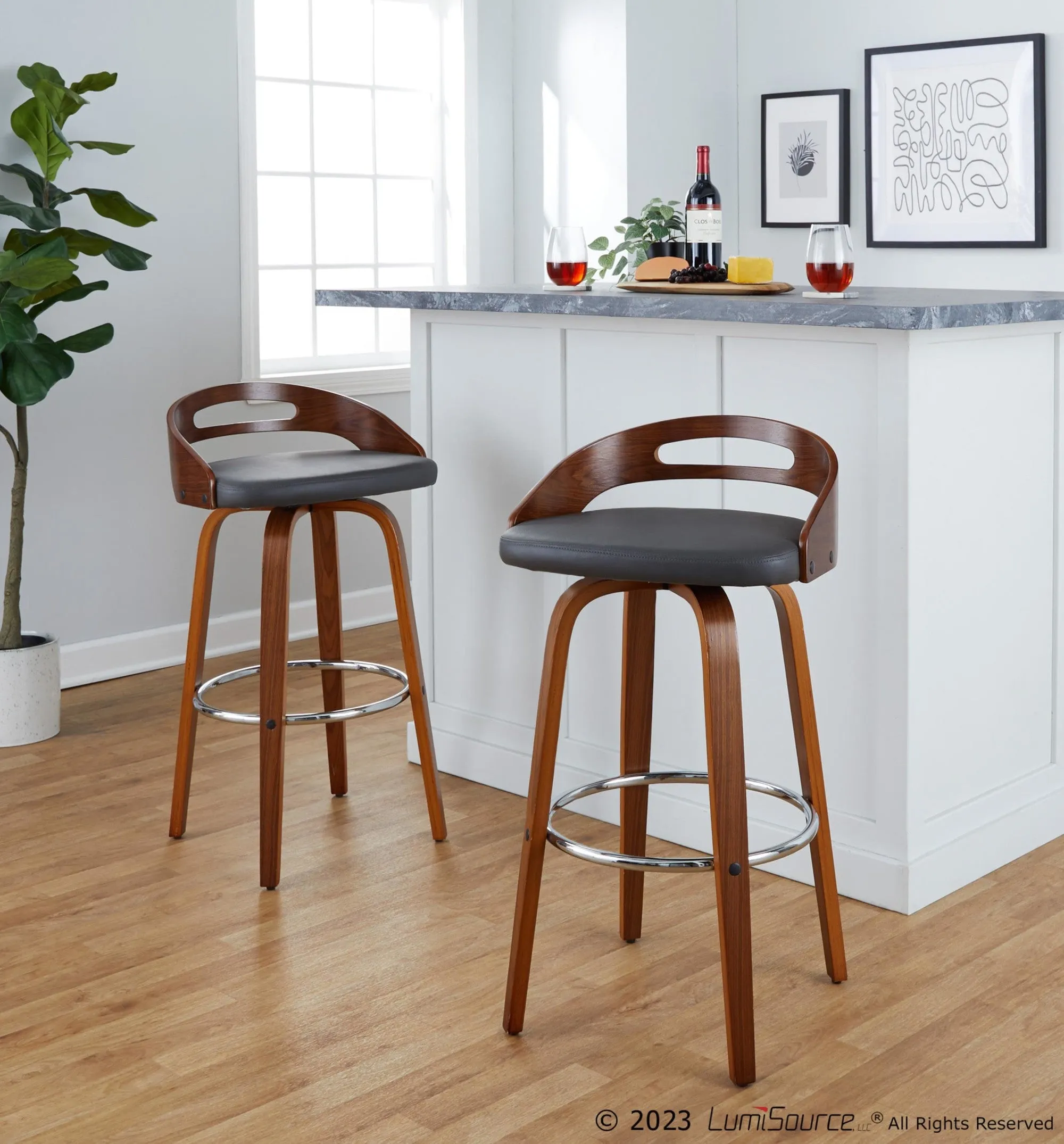 Cassis 30" Fixed-Height Barstool - Set of 2 By LumiSource - B30-CASSISPU-GRTZR2 WLCR2