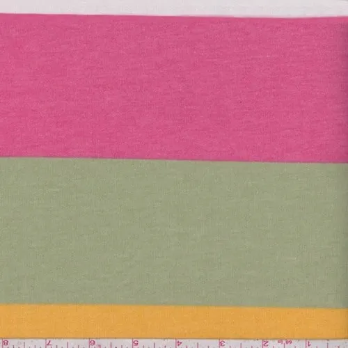 Celery/Pink/Gold Stripe Baby French Terry Knit Fabric