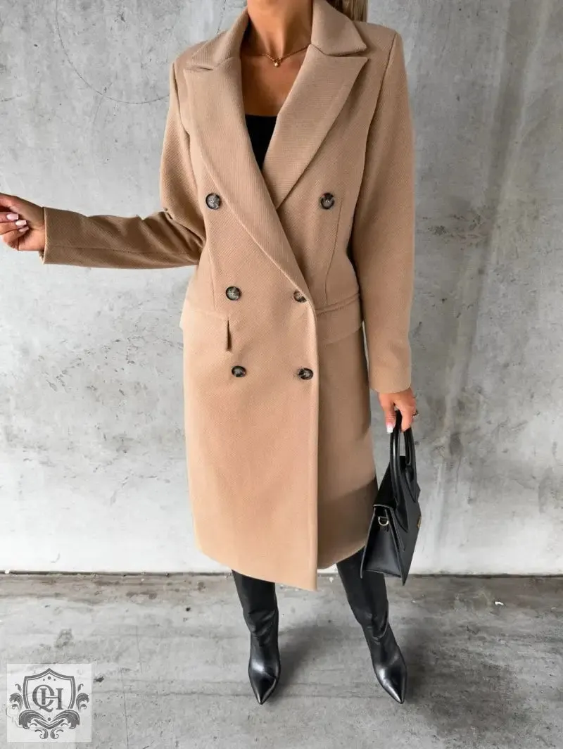 Chic and Classic Double Breasted Long Coat