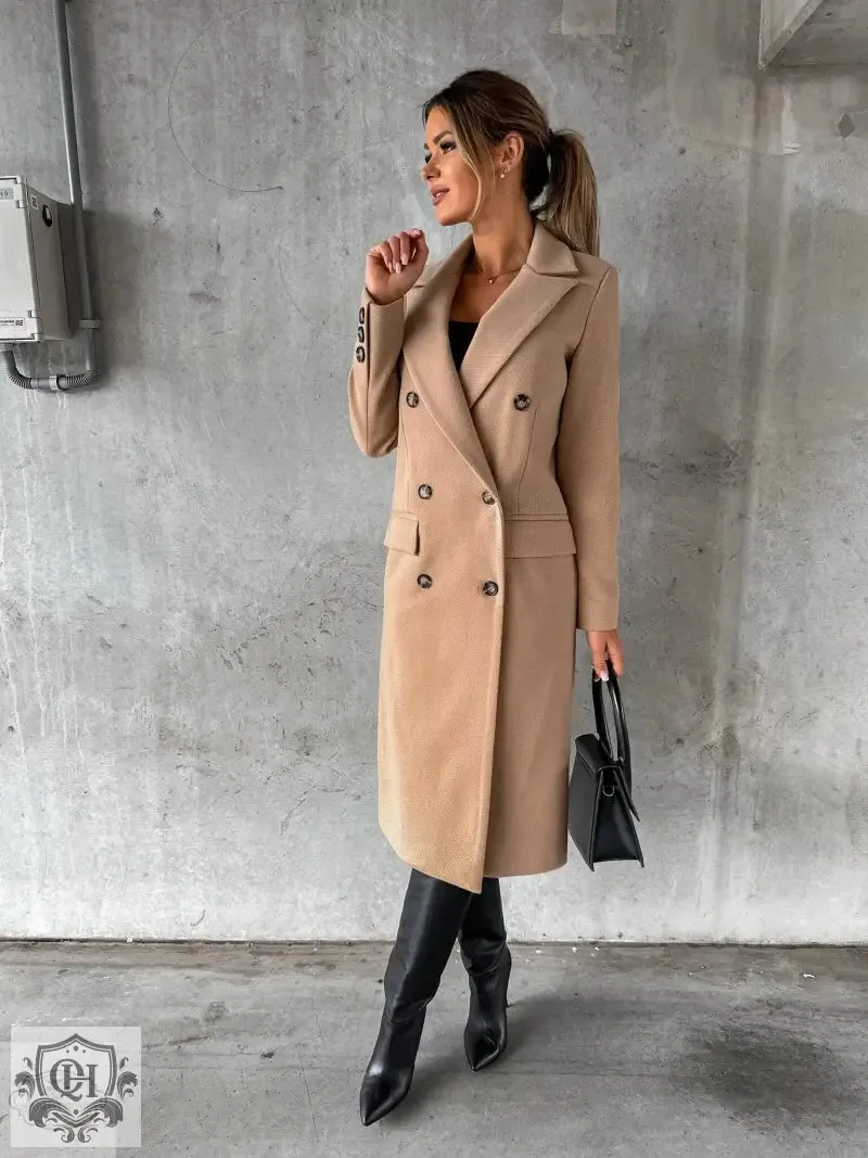 Chic and Classic Double Breasted Long Coat
