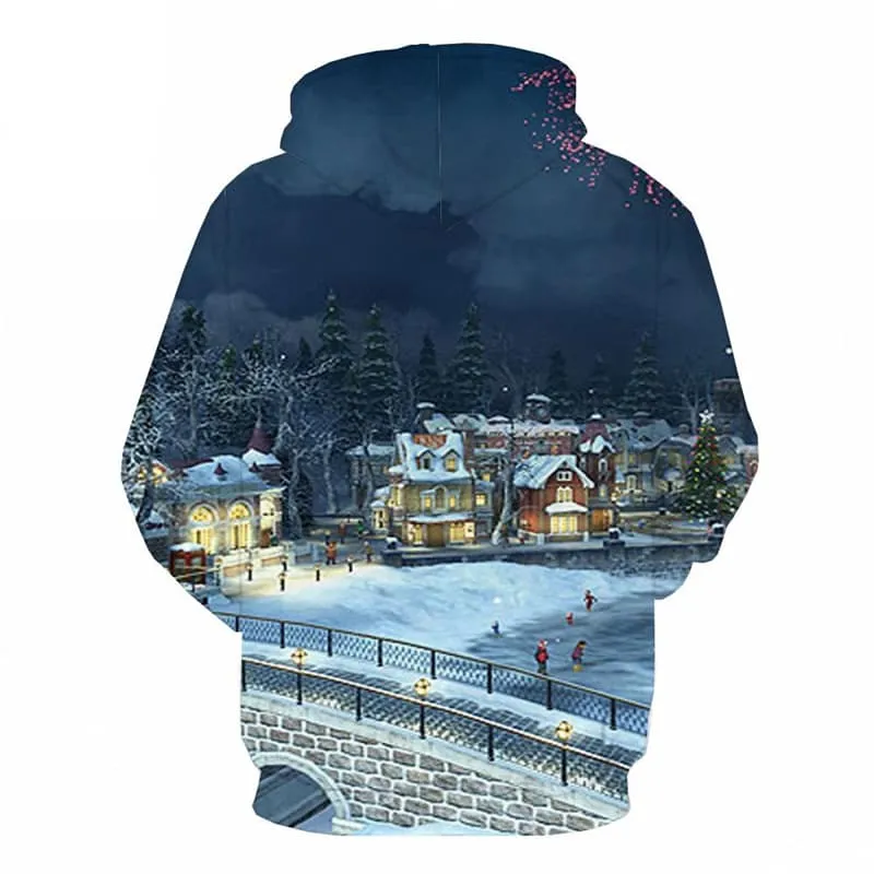 Christmas Hoodie Men New Year Hoody Anime Snow 3d Printed Fireworks Hoodie Print