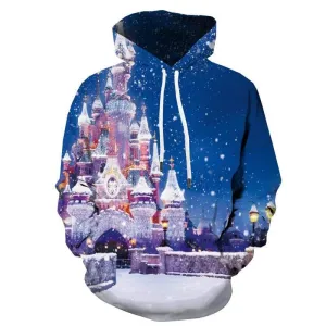 Christmas Hoodie Men Santa Claus 3d Printed Snow Hooded Casual Long Sleeve