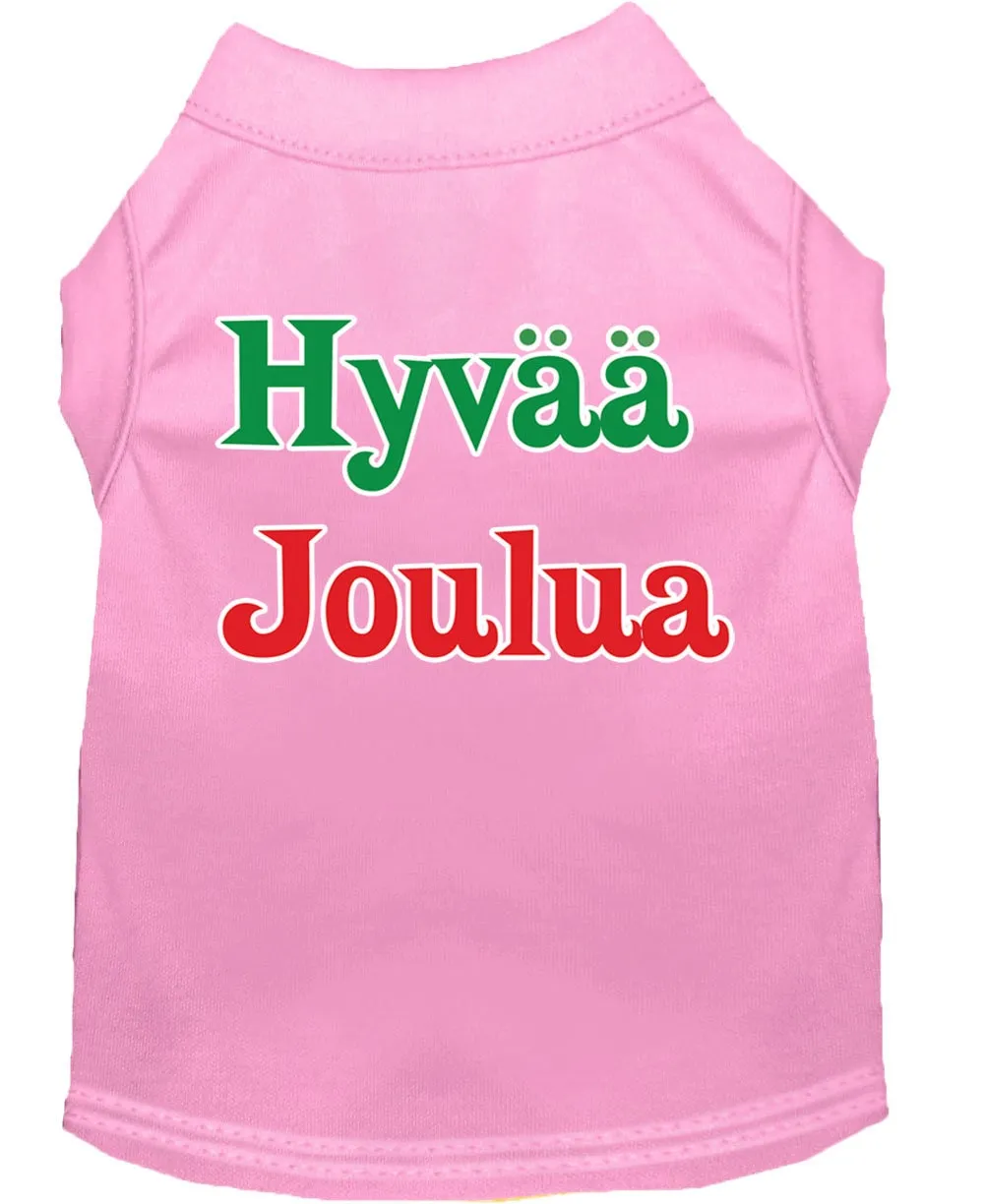Christmas Screenprinted Dog Shirt, "Hyvaa Joulua"