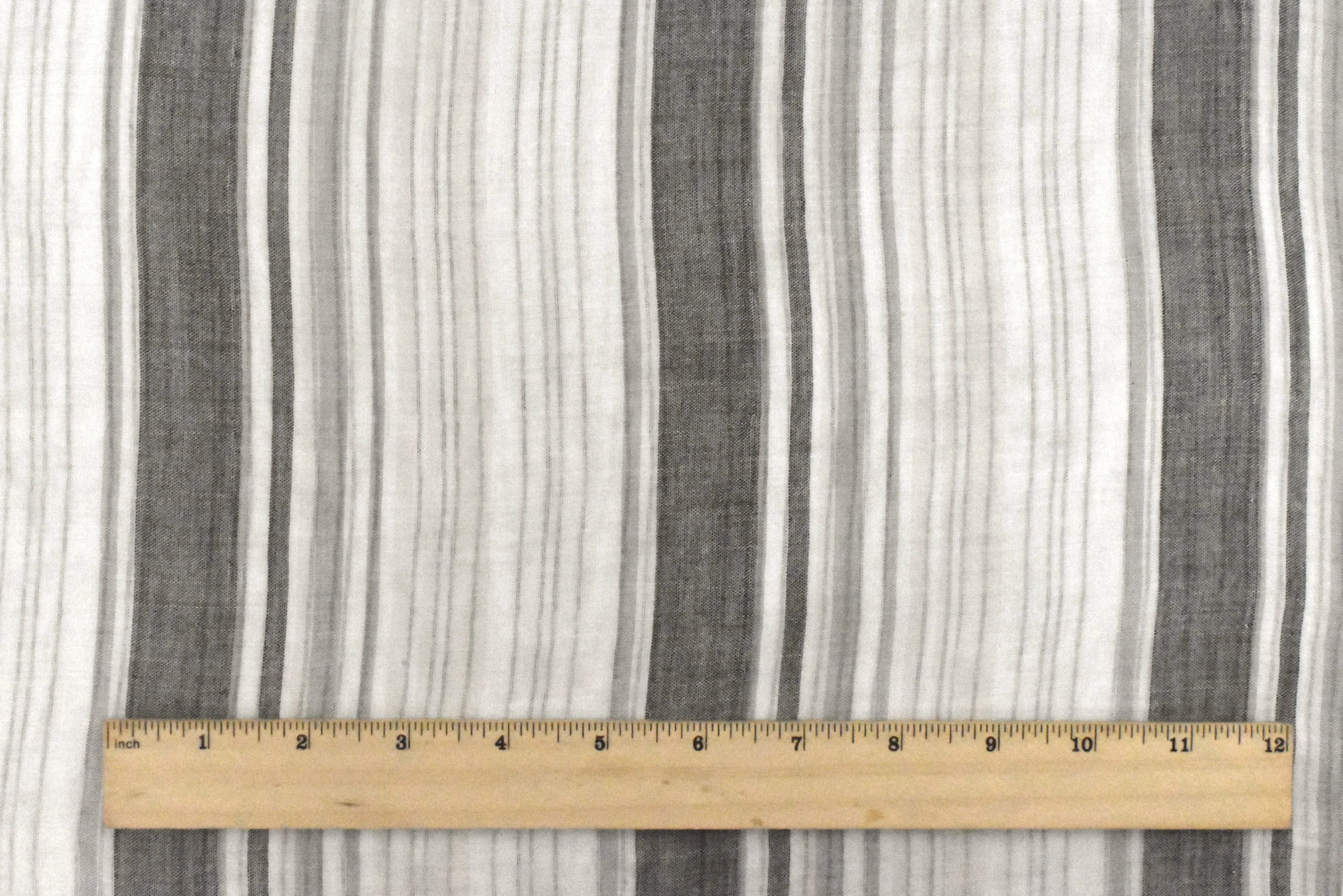 Classic White-Gray-Multi Cotton Double Weave Stripe Woven Fabric
