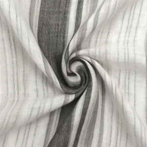 Classic White-Gray-Multi Cotton Double Weave Stripe Woven Fabric