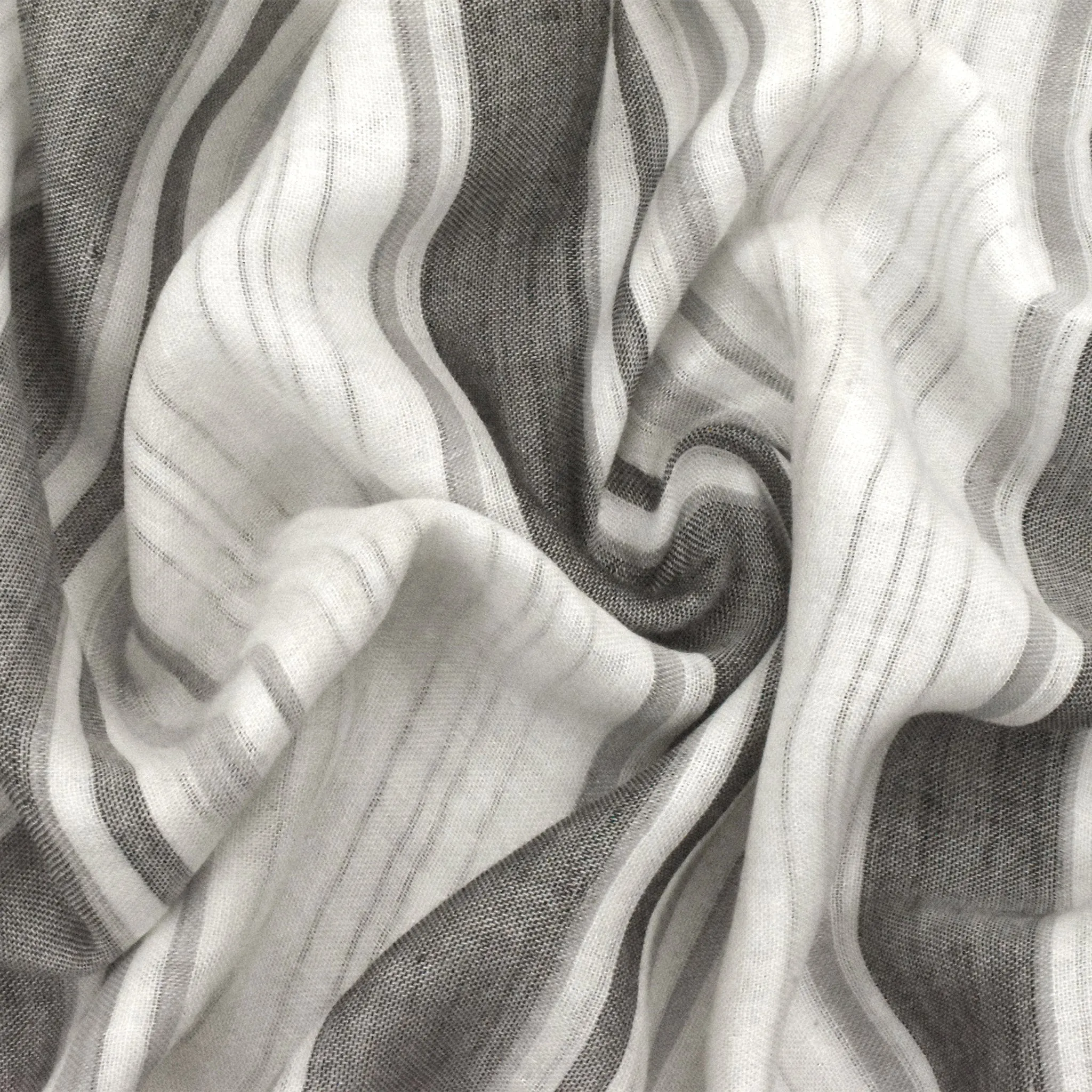 Classic White-Gray-Multi Cotton Double Weave Stripe Woven Fabric
