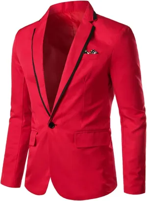 Cloudstyle Mens Casual Slim Fit Suit Jacket 1 Button Daily Blazer Business Sport Coat Tops