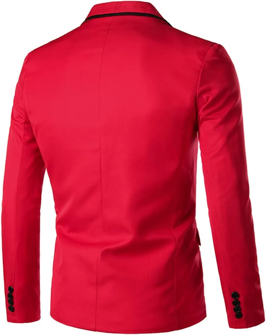 Cloudstyle Mens Casual Slim Fit Suit Jacket 1 Button Daily Blazer Business Sport Coat Tops