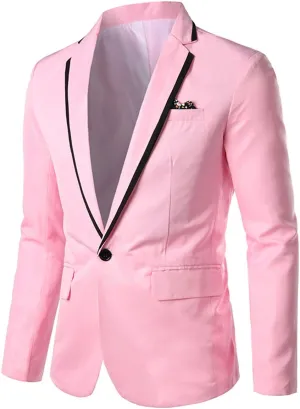 Cloudstyle Mens Casual Slim Fit Suit Jacket 1 Button Daily Blazer Business Sport Coat Tops