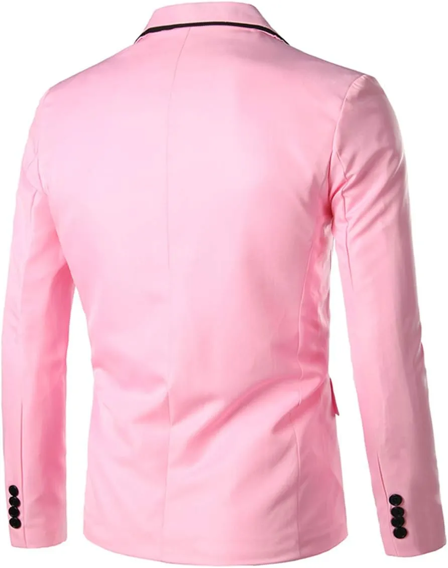 Cloudstyle Mens Casual Slim Fit Suit Jacket 1 Button Daily Blazer Business Sport Coat Tops