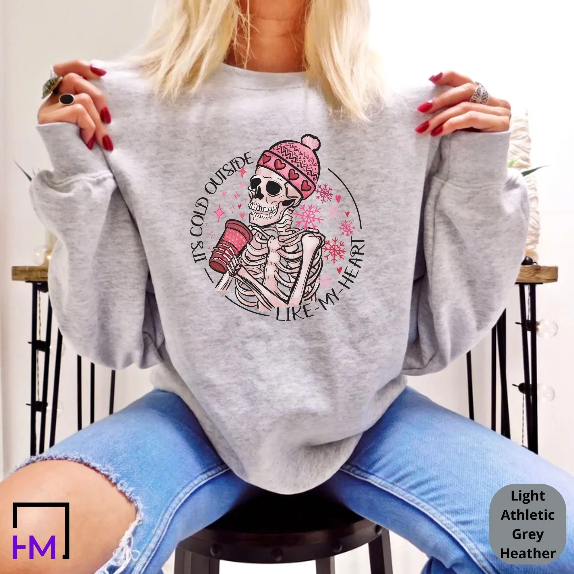 Coffee Is My Valentine Shirt,Howdy Skeleton Drinks Coffee Shirt, Valentines Day Womens Crewneck, Valentines Day Gift, Skeleton Valentine;s Sweater