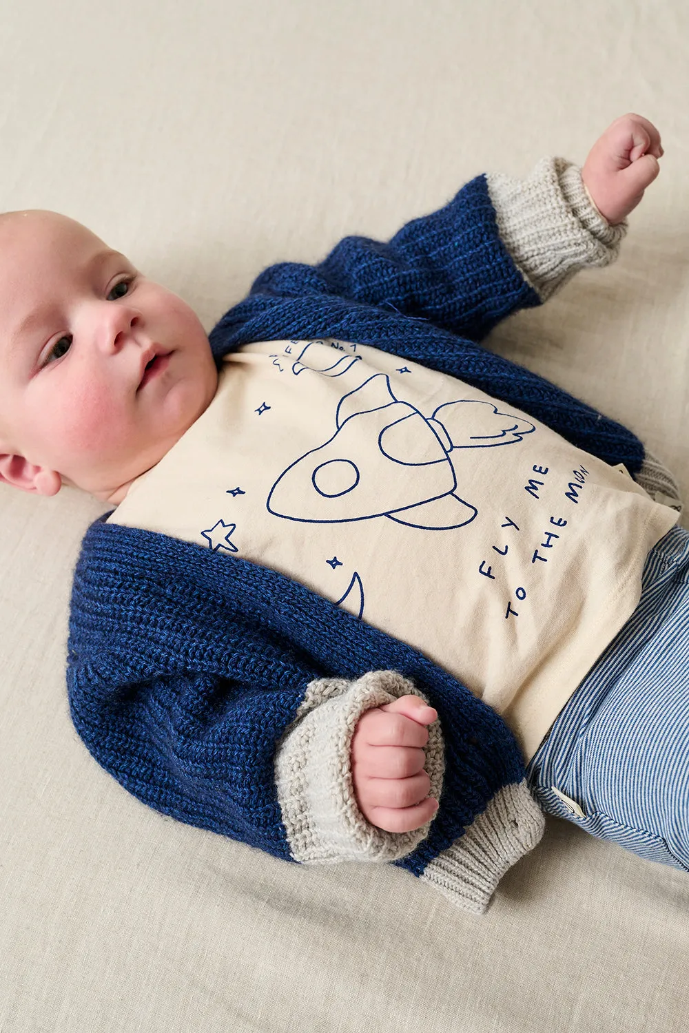 Color block tricot baby cardigan
