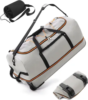 CONTAIL 32 Soft-side 110L Expandable 140L Rolling Duffle Bag with 2 Inline Wheels,Convertible Weekend Travel Bag with Bungee-Cord System,Grey