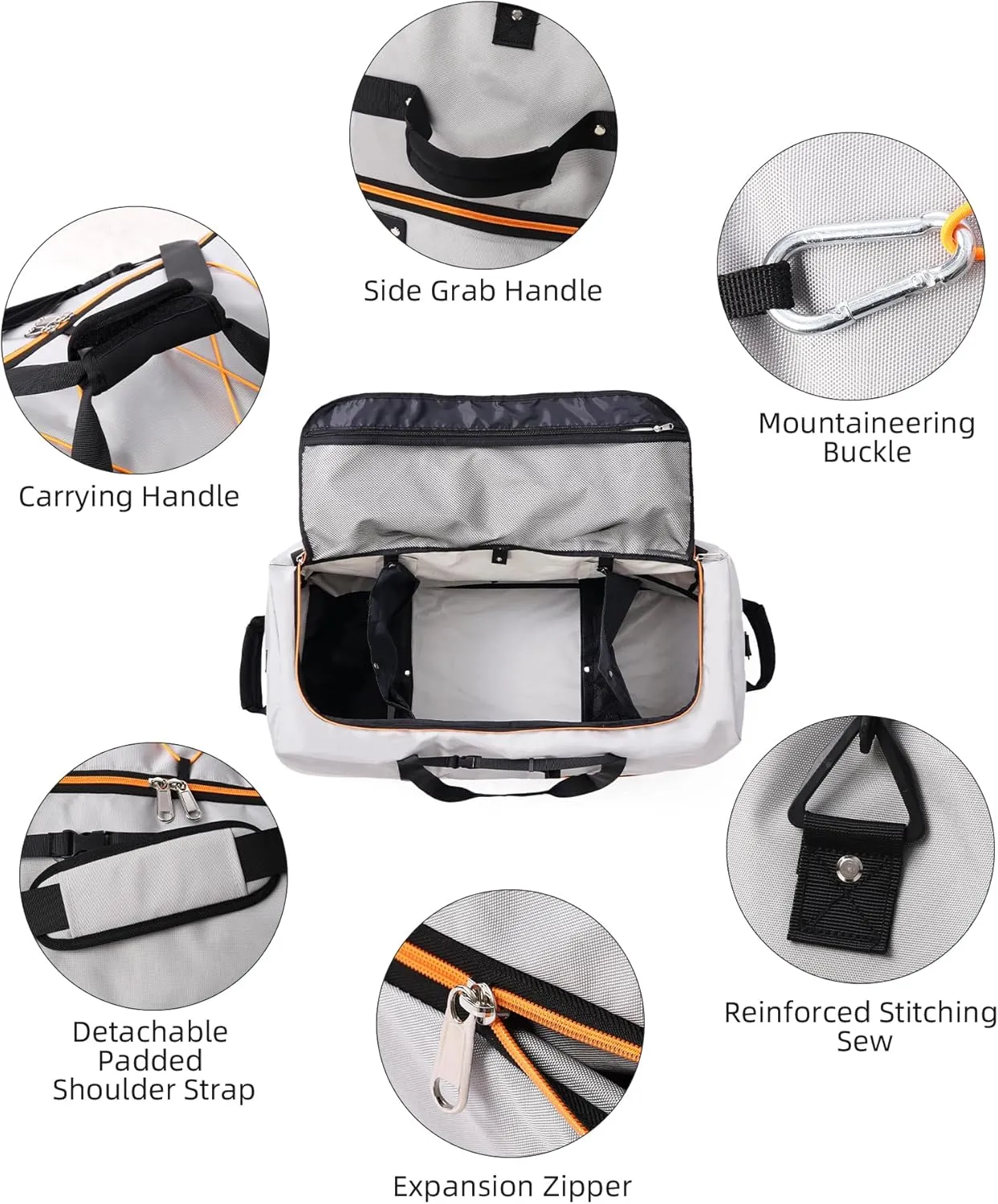 CONTAIL 32 Soft-side 110L Expandable 140L Rolling Duffle Bag with 2 Inline Wheels,Convertible Weekend Travel Bag with Bungee-Cord System,Grey