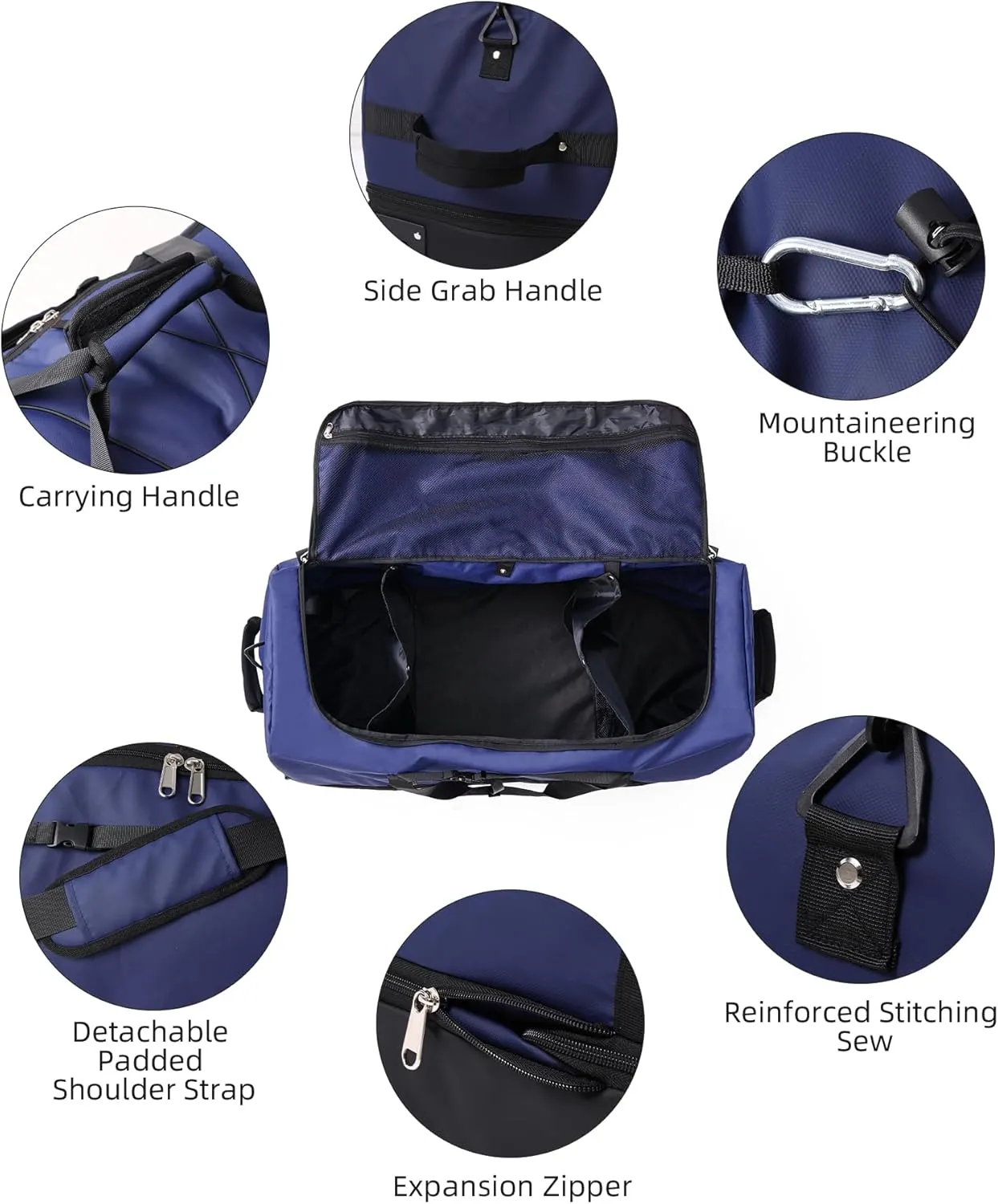 CONTAIL 32 Soft-side 110L Expandable 140L Rolling Duffle Bag with 2 Inline Wheels,Convertible Weekend Travel Bag with Bungee-Cord System,Navy