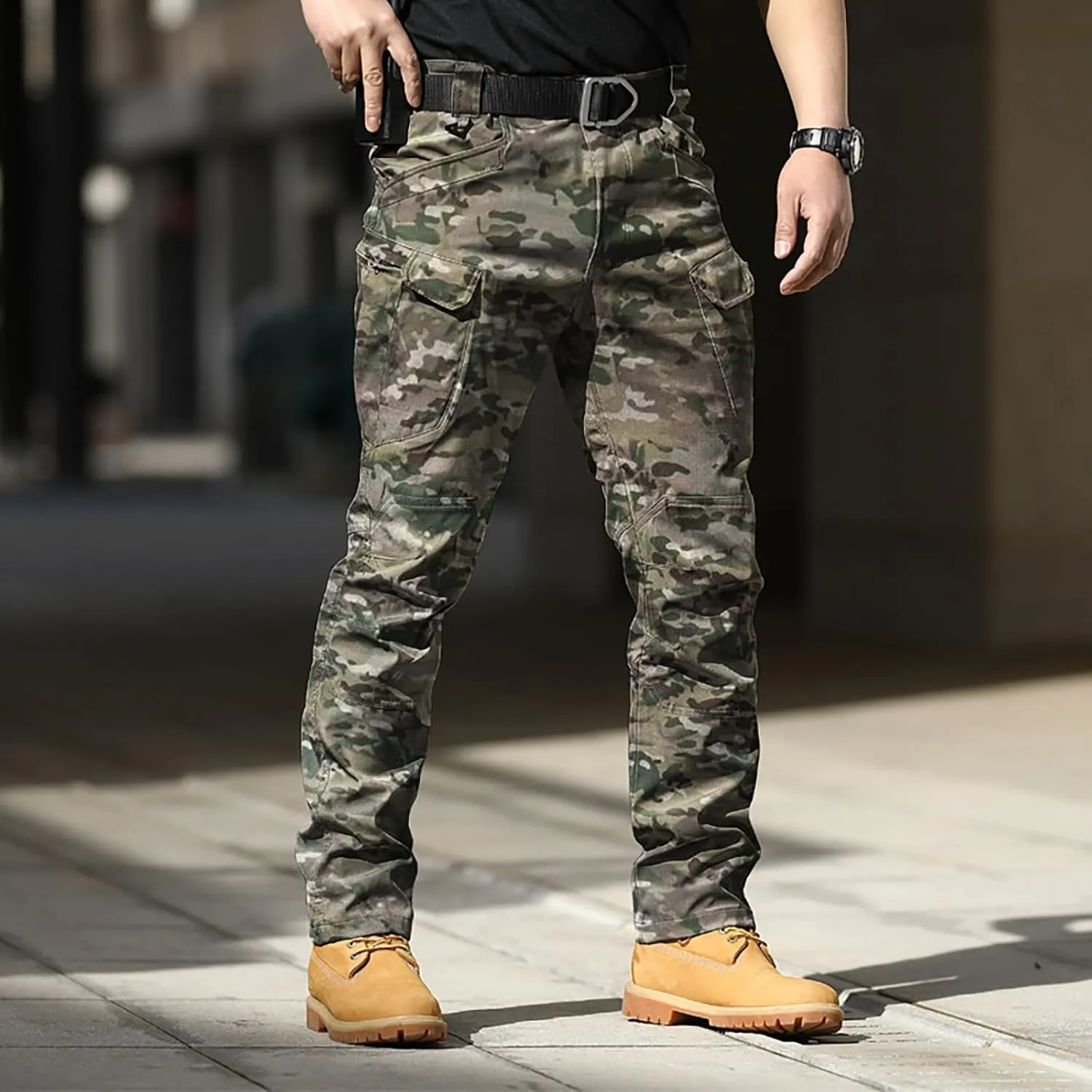CRNTCEM Mens Camo Cargo Pants Straight Leg Army Combat Military Trousers Cotton Tactical Work Hunting Camouflage Pants