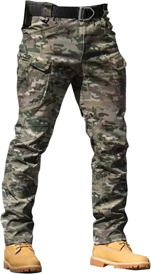 CRNTCEM Mens Camo Cargo Pants Straight Leg Army Combat Military Trousers Cotton Tactical Work Hunting Camouflage Pants