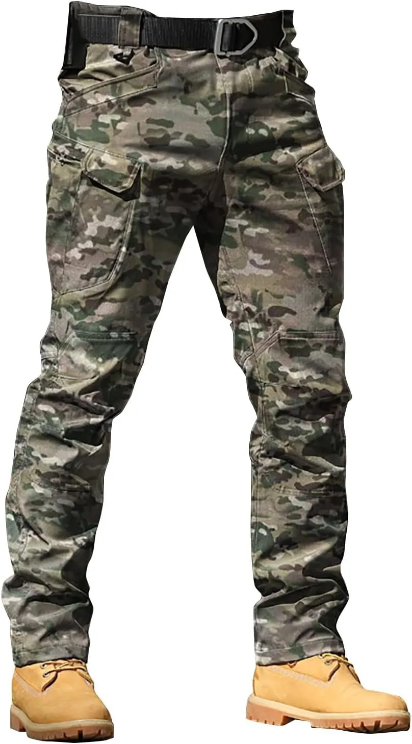 CRNTCEM Mens Camo Cargo Pants Straight Leg Army Combat Military Trousers Cotton Tactical Work Hunting Camouflage Pants
