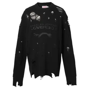 DISTRESSED LOGO JUMPER / BLACK