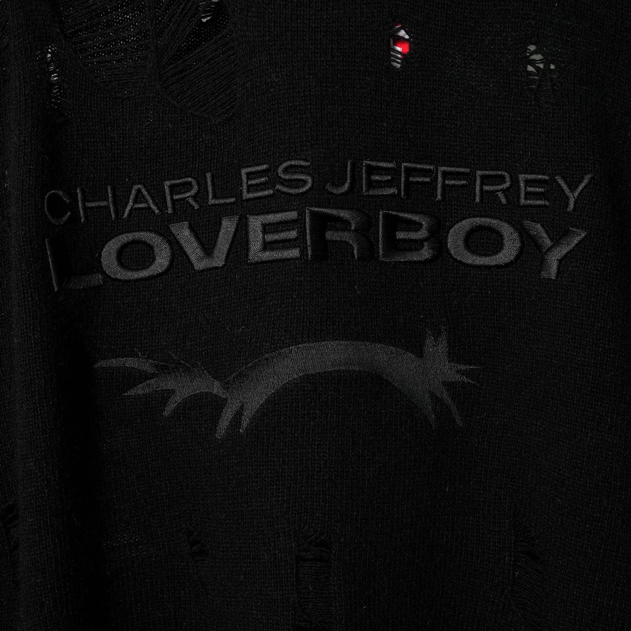 DISTRESSED LOGO JUMPER / BLACK