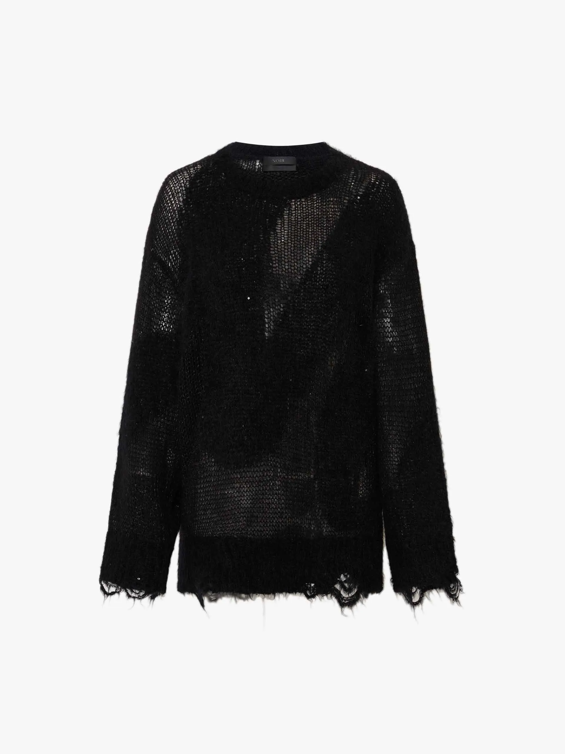 Distressed Sheer Knit Sweater