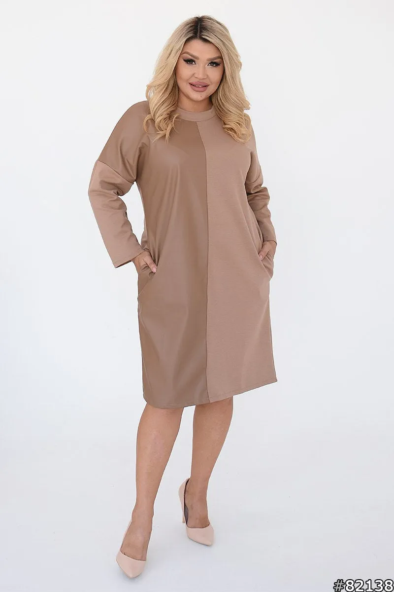 Dress made of Italian knitwear with eco leather