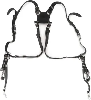 Dual Camera Harness, Adjustable Shoulder Strap with Quick Release Safety Tether for Professional Photographers and Outdoor Gear Harness Double Cameras Photography Accessories