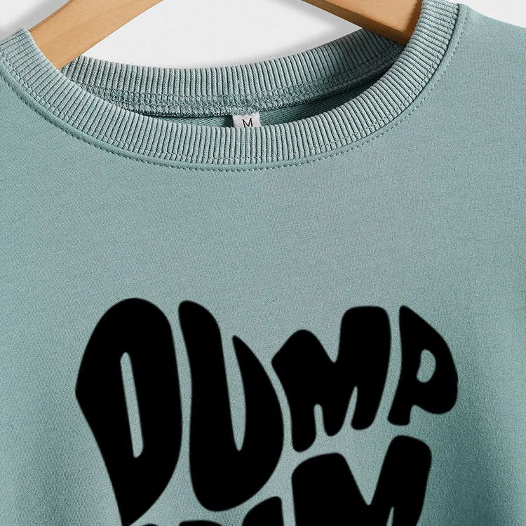 DUMP HIM Letters Loose Bottomed Long Sleeved Sweater Women