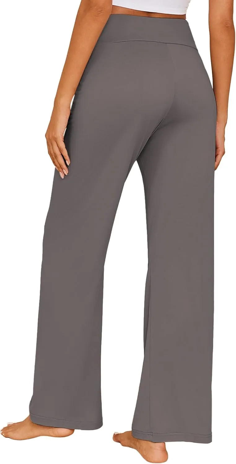 Ekouaer Women's Pajama Pants Wide Leg Yoga Pants Lounge Drawstring Pants Comfy Stretch Plaid Pj Bottoms