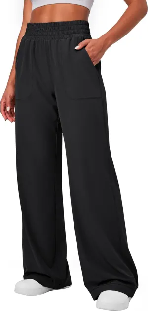 Ewedoos Wide Leg Pants Woman Lightweight Sweatpants Travel Track Work Yoga Dress Pants High Waisted with Pockets Casual