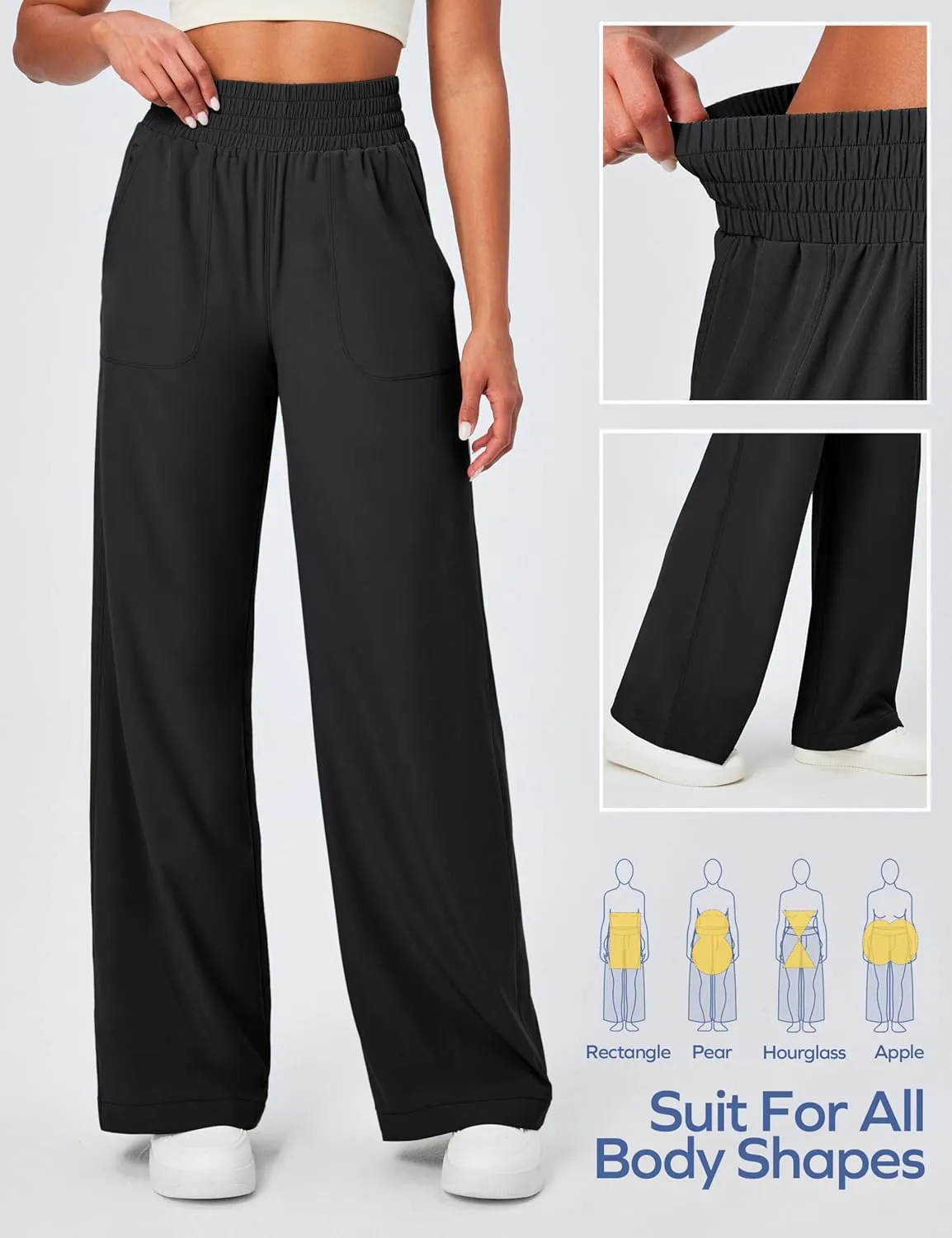 Ewedoos Wide Leg Pants Woman Lightweight Sweatpants Travel Track Work Yoga Dress Pants High Waisted with Pockets Casual