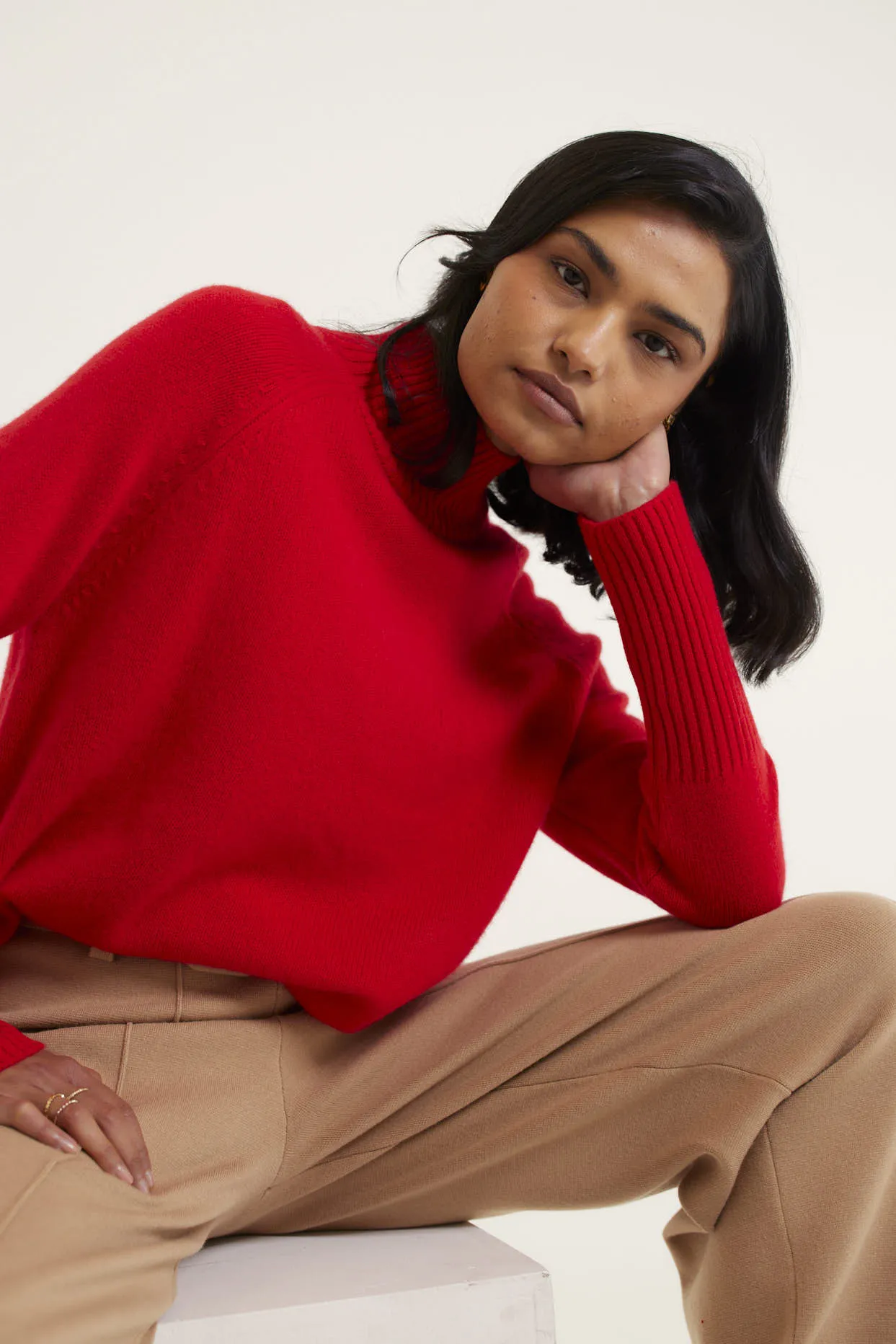 Fifi Cashmere Polo Sweater In Crimson