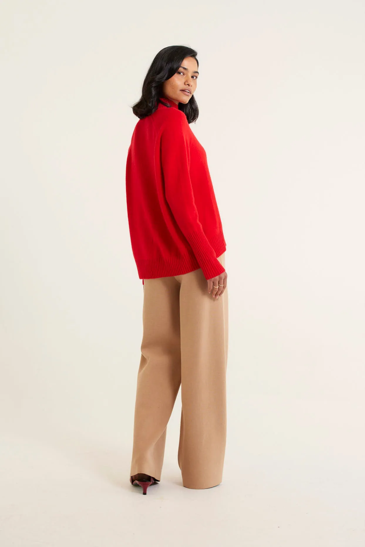 Fifi Cashmere Polo Sweater In Crimson
