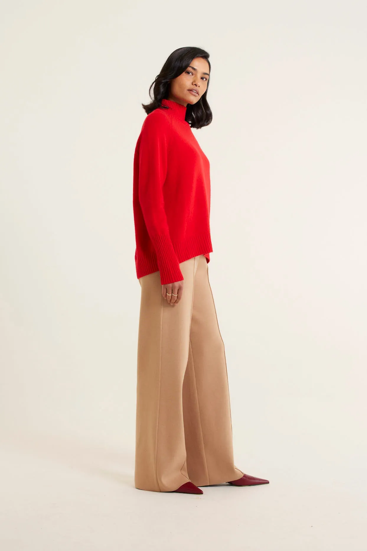 Fifi Cashmere Polo Sweater In Crimson