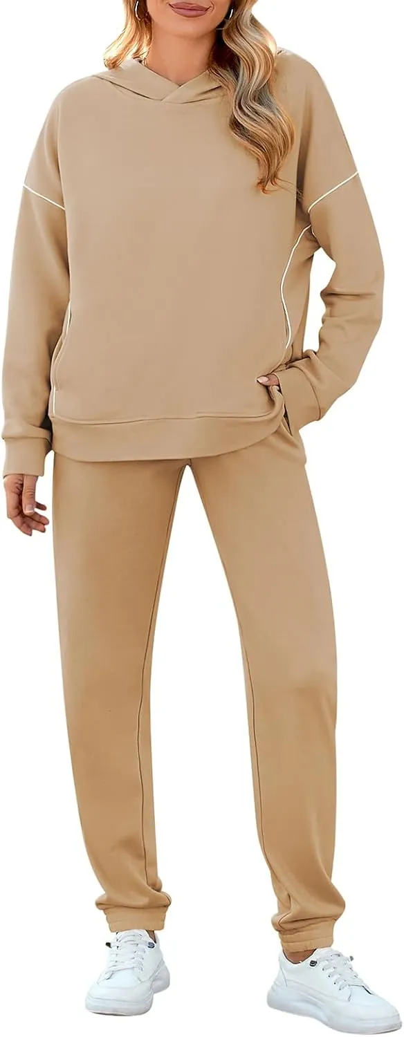 Fixmatti Women Hoodies Tracksuit Long Sleeve Sweatshirts Jogger Pant 2 Piece Outfits