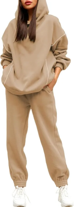 Fixmatti Women Hoodies Tracksuit Long Sleeve Sweatshirts Jogger Pant 2 Piece Outfits