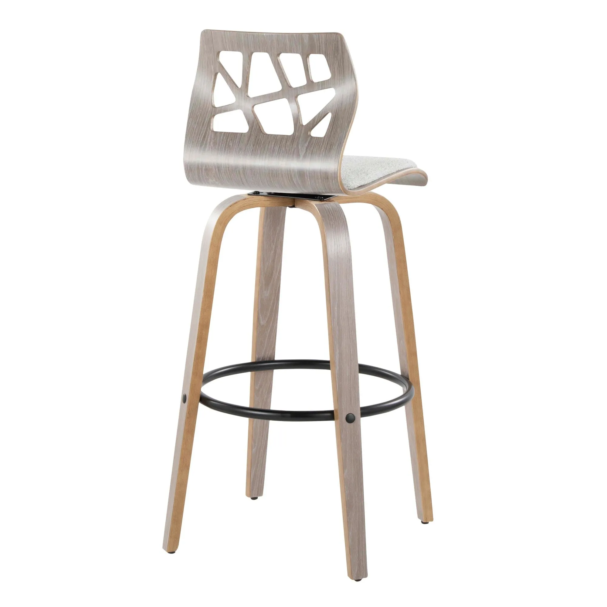 Folia 30" Fixed-Height Barstool - Set of 2 By LumiSource - B30-FOLIAFB-GRTZQ2 LGYLGYLGY2