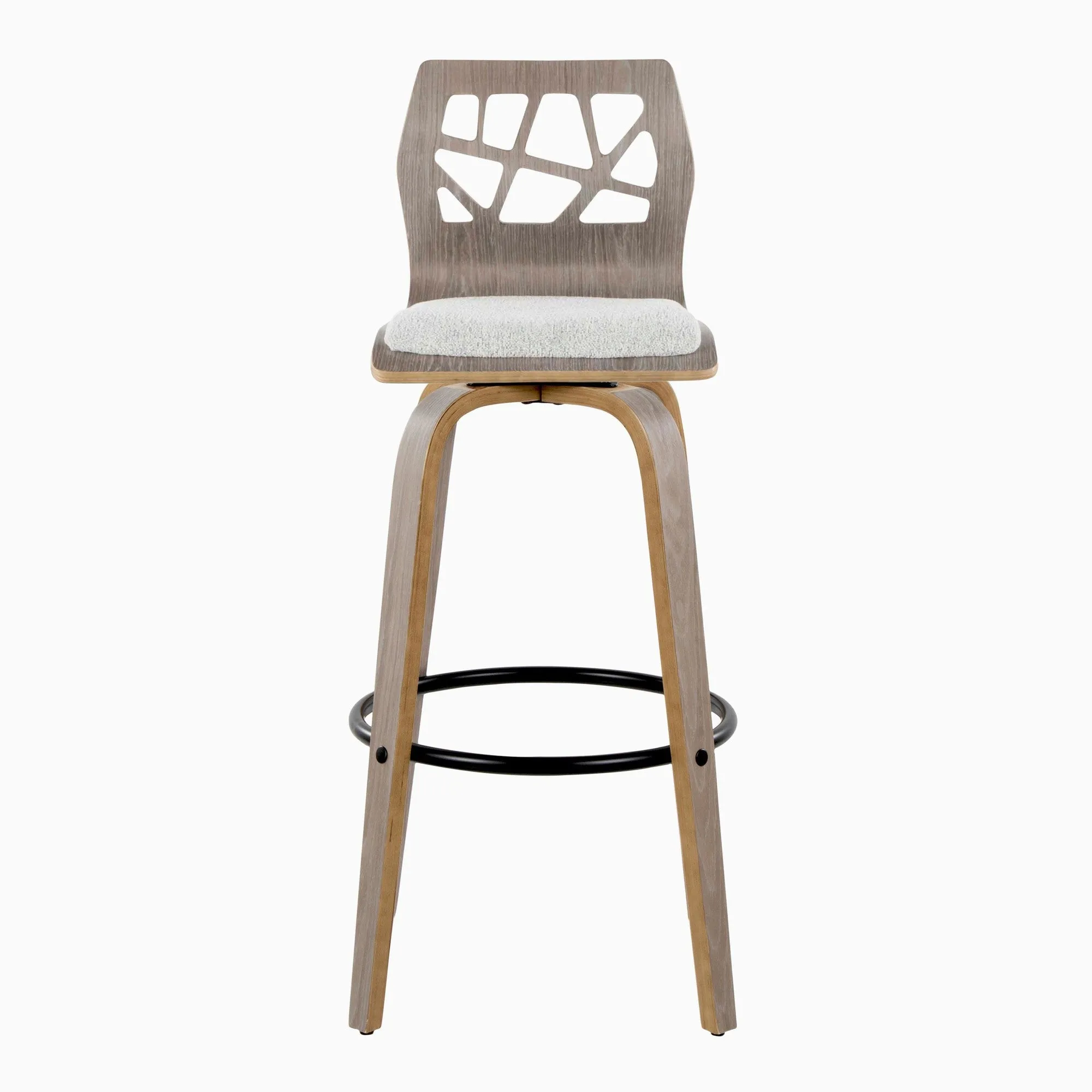 Folia 30" Fixed-Height Barstool - Set of 2 By LumiSource - B30-FOLIAFB-GRTZQ2 LGYLGYLGY2
