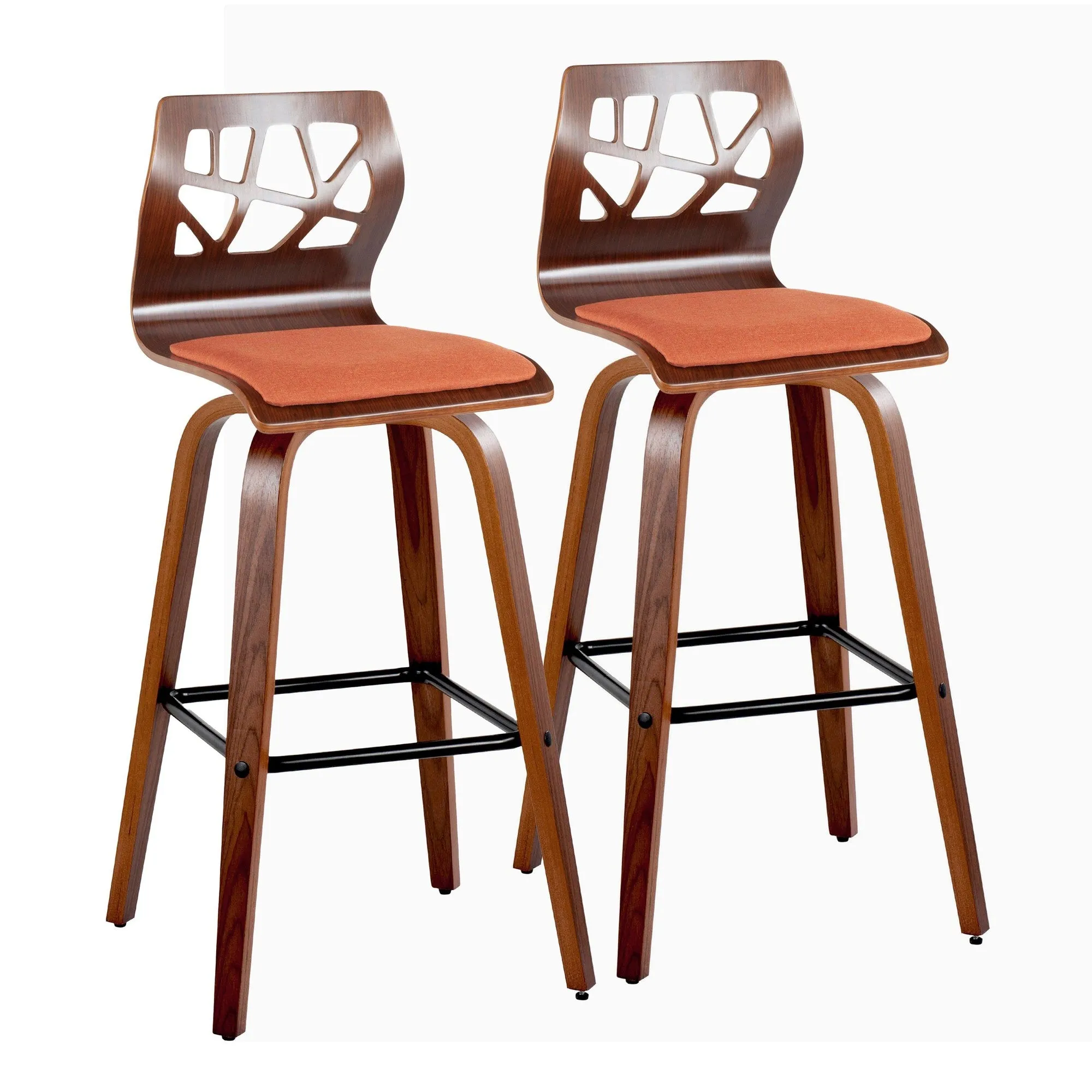 Folia 30" Fixed-Height Barstool - Set of 2 By LumiSource - B30-FOLIAFB-GRTZQ2 LGYLGYLGY2
