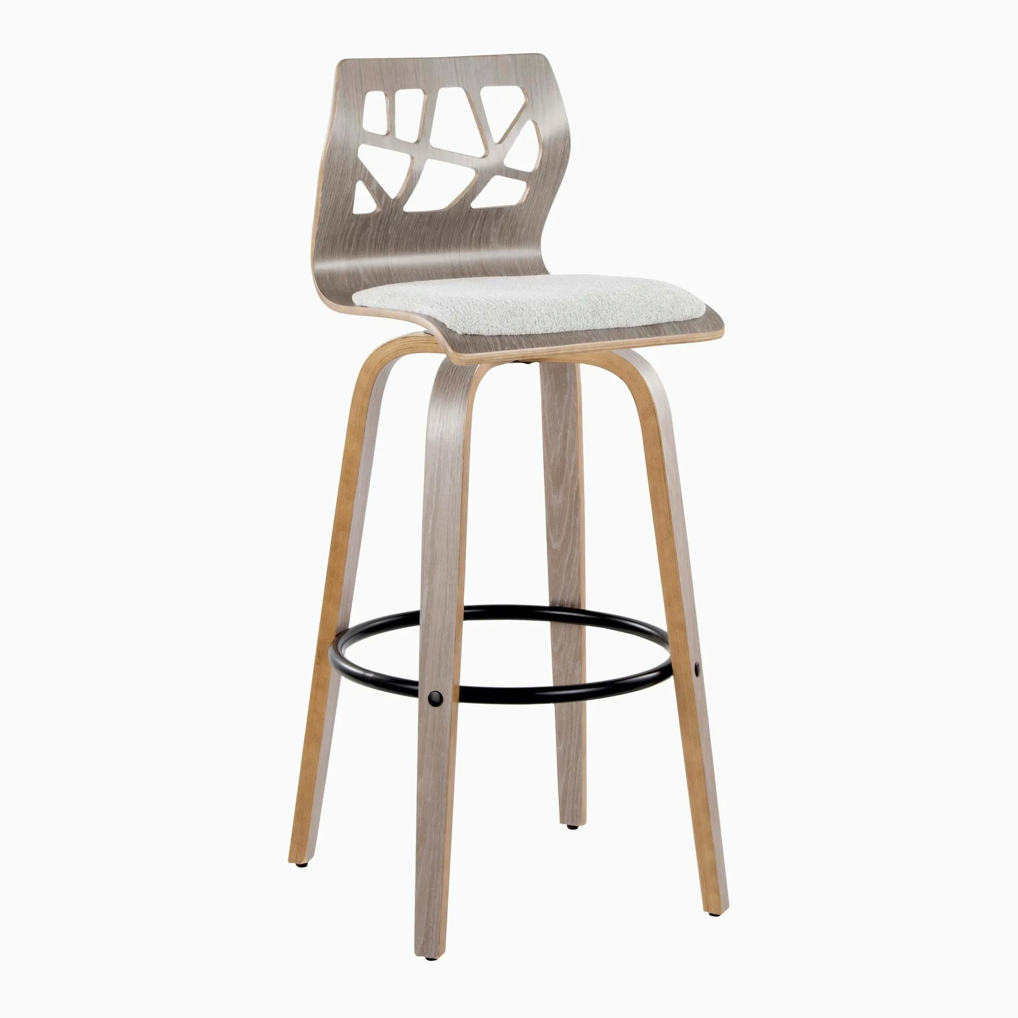 Folia 30" Fixed-Height Barstool - Set of 2 By LumiSource - B30-FOLIAFB-GRTZQ2 LGYLGYLGY2