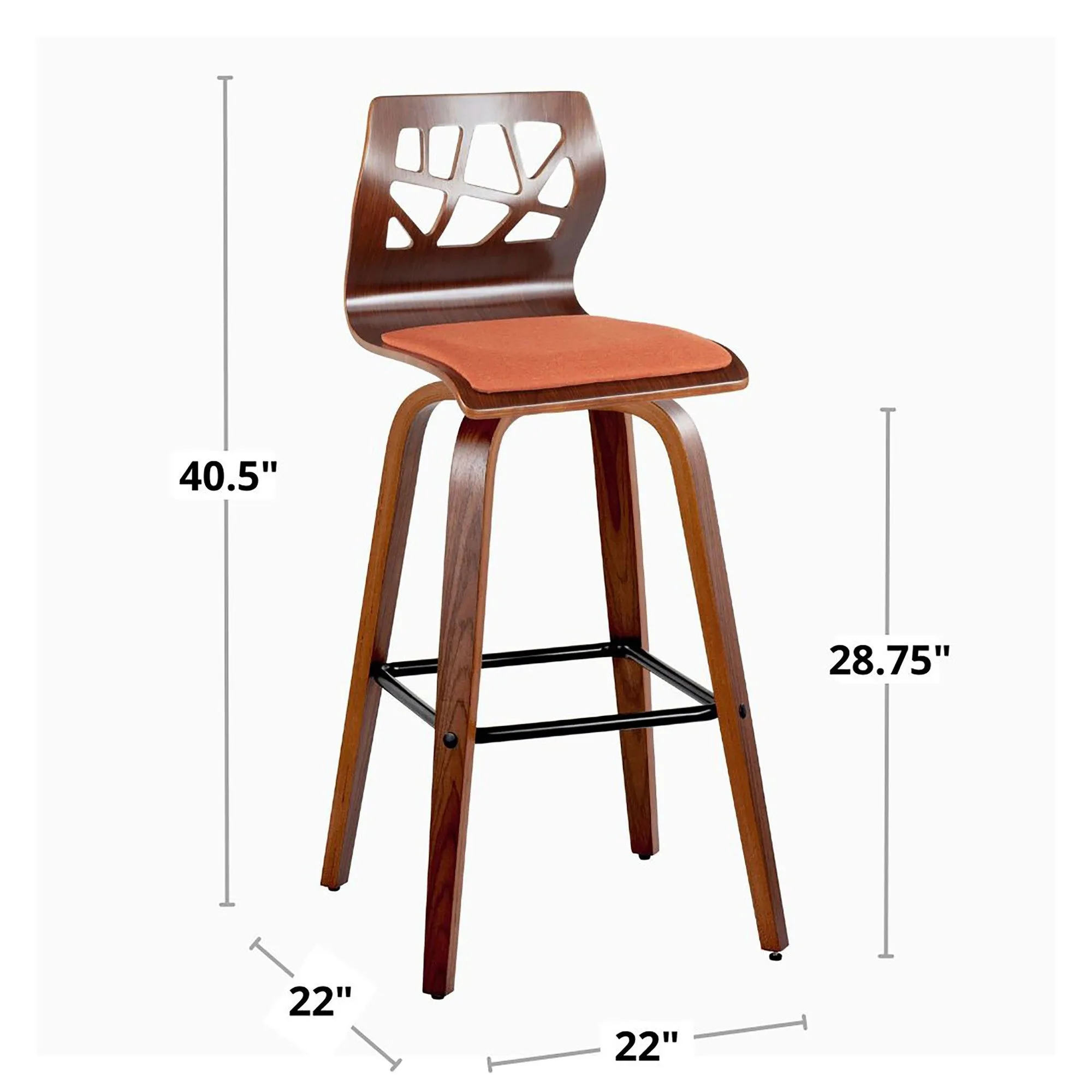 Folia 30" Fixed-Height Barstool - Set of 2 By LumiSource - B30-FOLIAFB-GRTZQ2 LGYLGYLGY2
